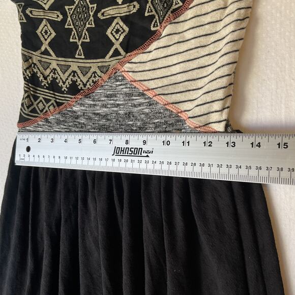 Scrapbook Women Midi Dress M Black Rayon Geometric A-Line Bohemian Embroidered - Picture 5 of 10